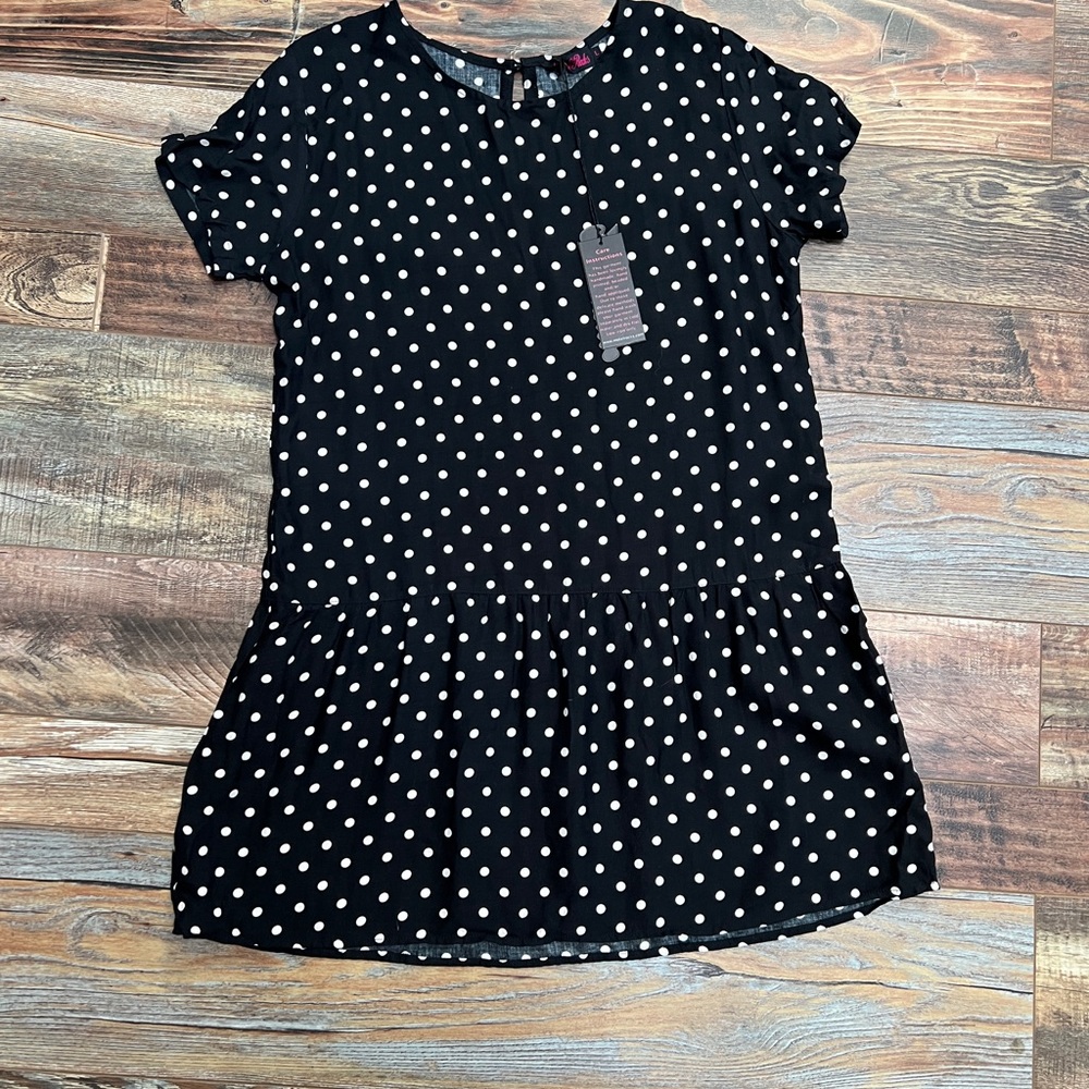 NWT Motel Rocks Black with White Dots Mini Dress Size L